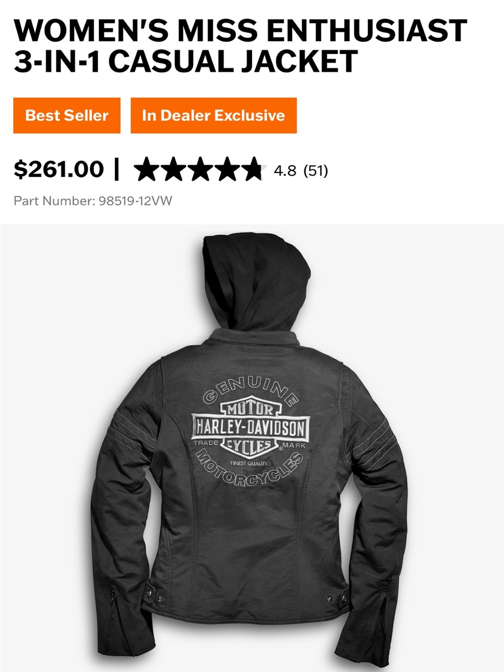 Harley-Davidson Women 3-in-1 Jacket. - Picture 2 of 5